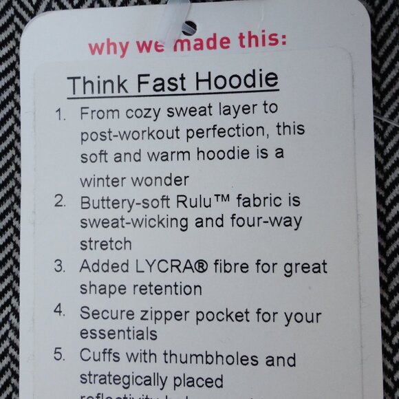 Share NWT LULULEMON HHBP/BLK Black Herringbone Think Fast Hoodie Jacket 2 - Picture 8 of 8